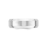 10k White Gold Beveled Edge, Comfort Fit wedding band ring detail view