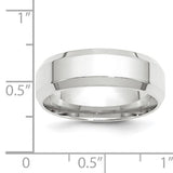 14K White Gold Beveled Edge Comfort Fit 7mm Solid No Stone Wedding Band