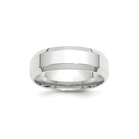 10k White Gold Beveled Edge, Comfort Fit wedding band ring
