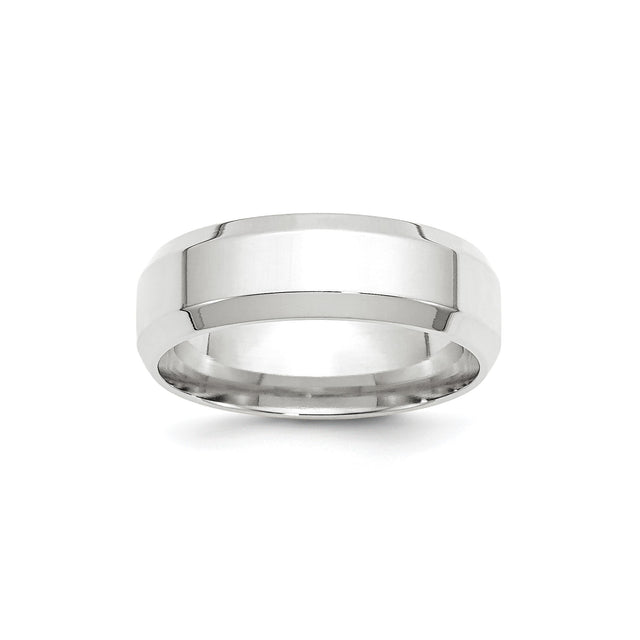 10k White Gold Beveled Edge, Comfort Fit wedding band ring