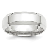 14K White Gold Beveled Edge Comfort Fit 7mm Solid No Stone Wedding Band