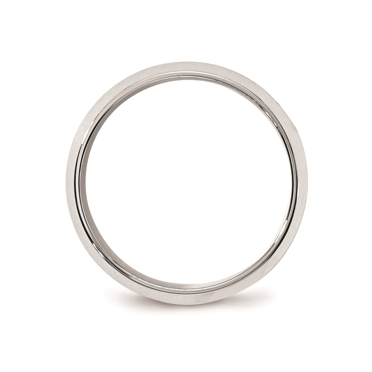 10k White Gold Beveled Edge, Comfort Fit wedding band ring detail view