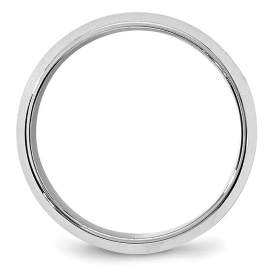 14K White Gold Beveled Edge Wedding Band, Comfort Fit, No Stone, 8mm