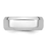 14K White Gold Beveled Edge Wedding Band, Comfort Fit, No Stone, 8mm