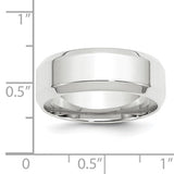 14K White Gold Beveled Edge Wedding Band, Comfort Fit, No Stone, 8mm