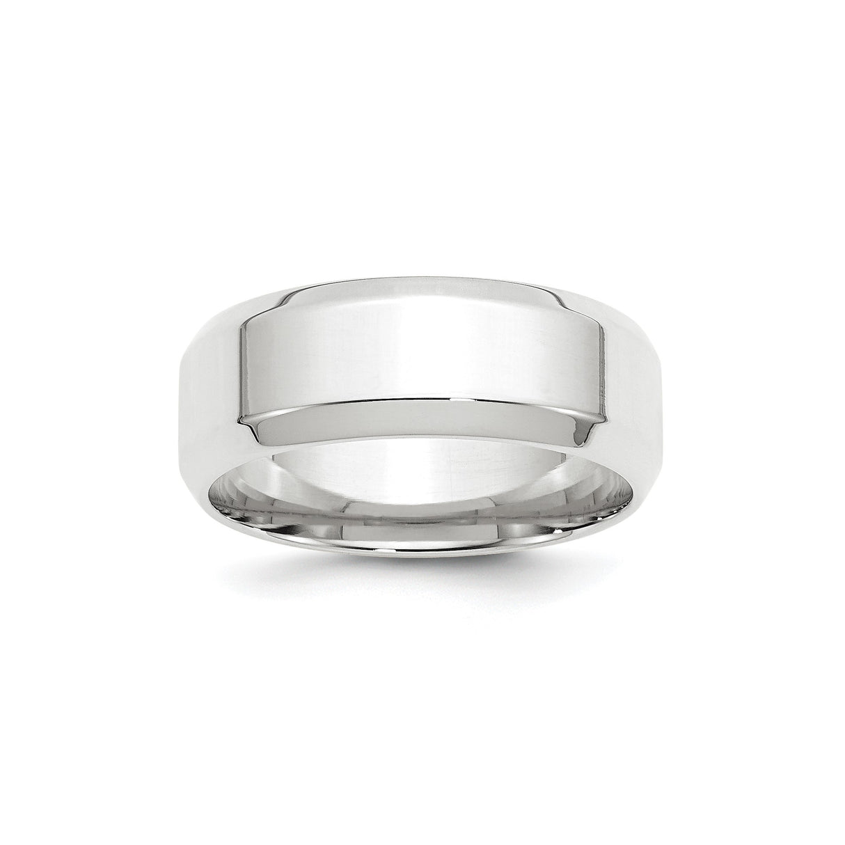 10k White Gold Beveled Edge, Comfort Fit wedding band ring