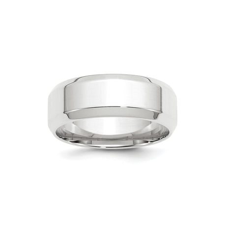 10k White Gold Beveled Edge, Comfort Fit wedding band ring