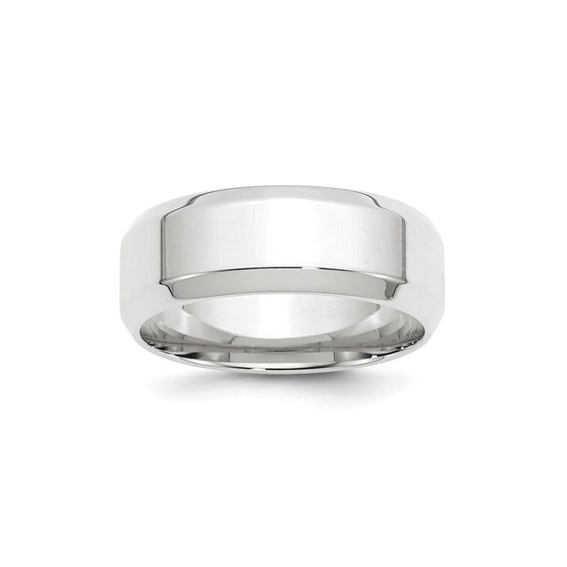 10k White Gold Beveled Edge, Comfort Fit wedding band ring
