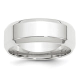 14K White Gold Beveled Edge Wedding Band, Comfort Fit, No Stone, 8mm