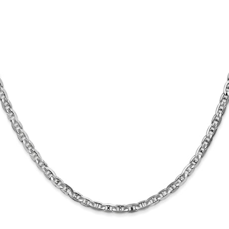 14K White Gold 3 mm Polished Chain Necklace, Solid