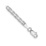 14K White Gold 3 mm Polished Chain Bracelet, Solid