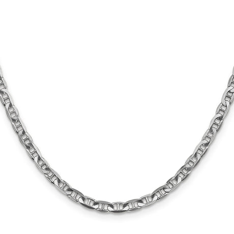 14K White Gold 3.75 mm Polished Chain Necklace, Solid