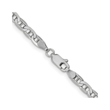 14K White Gold 3.75 mm Polished Chain Necklace, Solid alternate angle