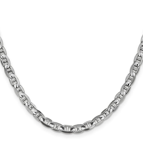 14K White Gold 4.5 mm Polished Chain Necklace, Solid