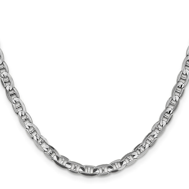 14K White Gold 4.5 mm Polished Chain Necklace, Solid