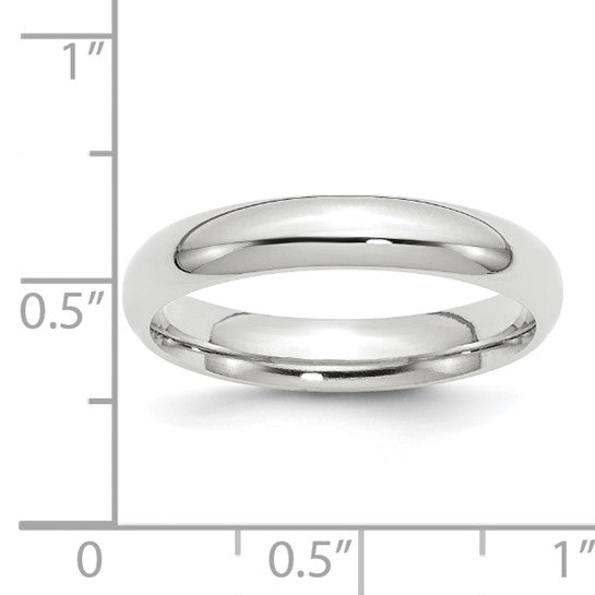 14K White Gold Comfort Fit 4mm Wedding Band, Classic Solid Polished Ring