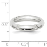 14K White Gold Comfort Fit 4mm Wedding Band, Classic Solid Polished Ring