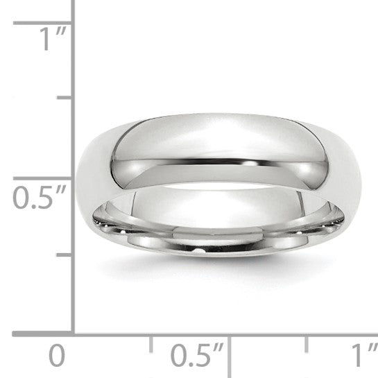 14K White Gold No Stone Wedding Band Comfort Fit 6mm Classic