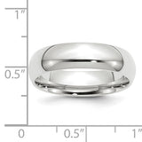 14K White Gold No Stone Wedding Band Comfort Fit 6mm Classic