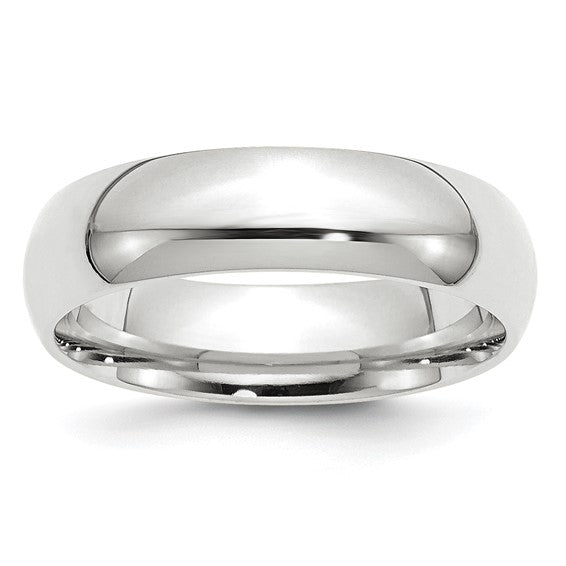 14K White Gold No Stone Wedding Band Comfort Fit 6mm Classic