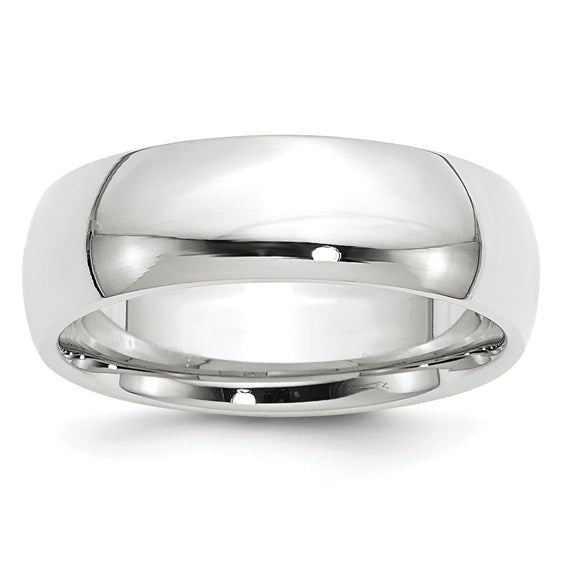 14K White Gold Comfort Fit Wedding Band, Solid 7 mm Classic Ring for Everyday Elegance