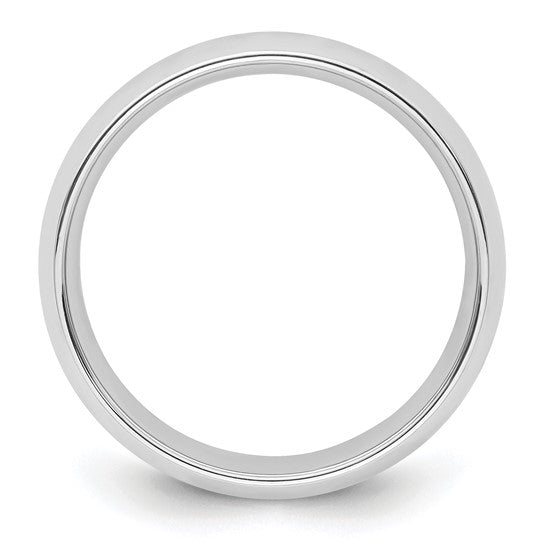 14K White Gold Comfort Fit Wedding Band, Polished Dome, Classic Solid 8 Mm