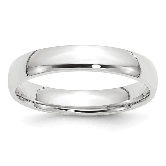 14K White Gold Comfort-Fit Wedding Band, Lightweight 4mm Solid Ring