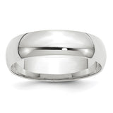 14K White Gold Lightweight Comfort Fit Wedding Band 6mm With Polished Finish