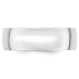 14K White Gold Comfort Fit Wedding Band, Lightweight Solid 7mm Ring