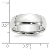 14K White Gold Comfort Fit Wedding Band, Lightweight Solid 7mm Ring