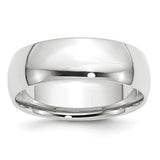 14K White Gold Comfort Fit Wedding Band, Lightweight Solid 7mm Ring