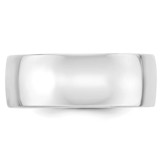 14K White Gold Comfort-Fit Wedding Band, Lightweight Solid 8mm Wide Elegant Everyday Wear