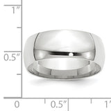 14K White Gold Comfort-Fit Wedding Band, Lightweight Solid 8mm Wide Elegant Everyday Wear