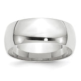 14K White Gold Comfort-Fit Wedding Band, Lightweight Solid 8mm Wide Elegant Everyday Wear