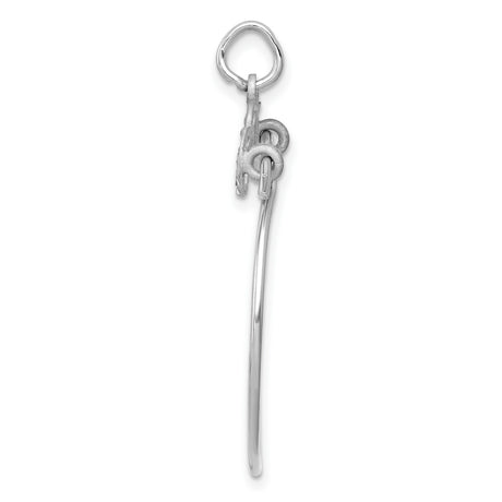 14k White Gold Double Heart Pendant Charm with Open Layered Hearts Design