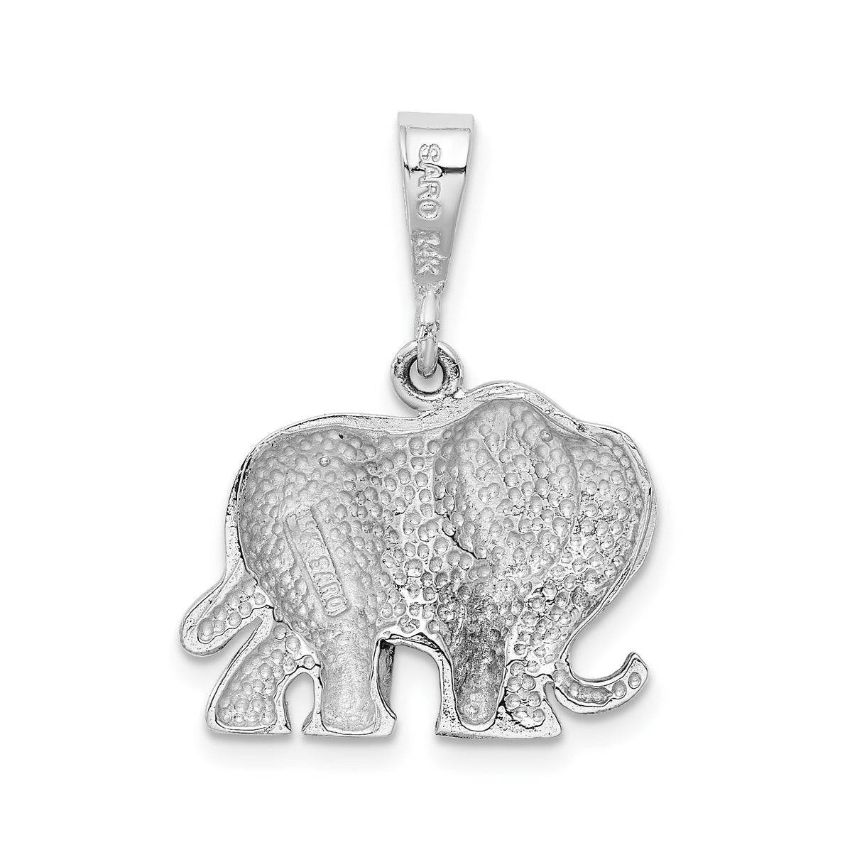 14k White Gold Elephant Pendant, Polished Finish, Good Luck Charm, Spiritual Jewelry for Women