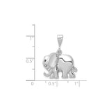 14k White Gold Elephant Pendant, Polished Finish, Good Luck Charm, Spiritual Jewelry for Women
