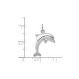 14k White Gold Dolphin Pendant Charm, Sleek Jumping Dolphin Design, Marine Life Jewelry