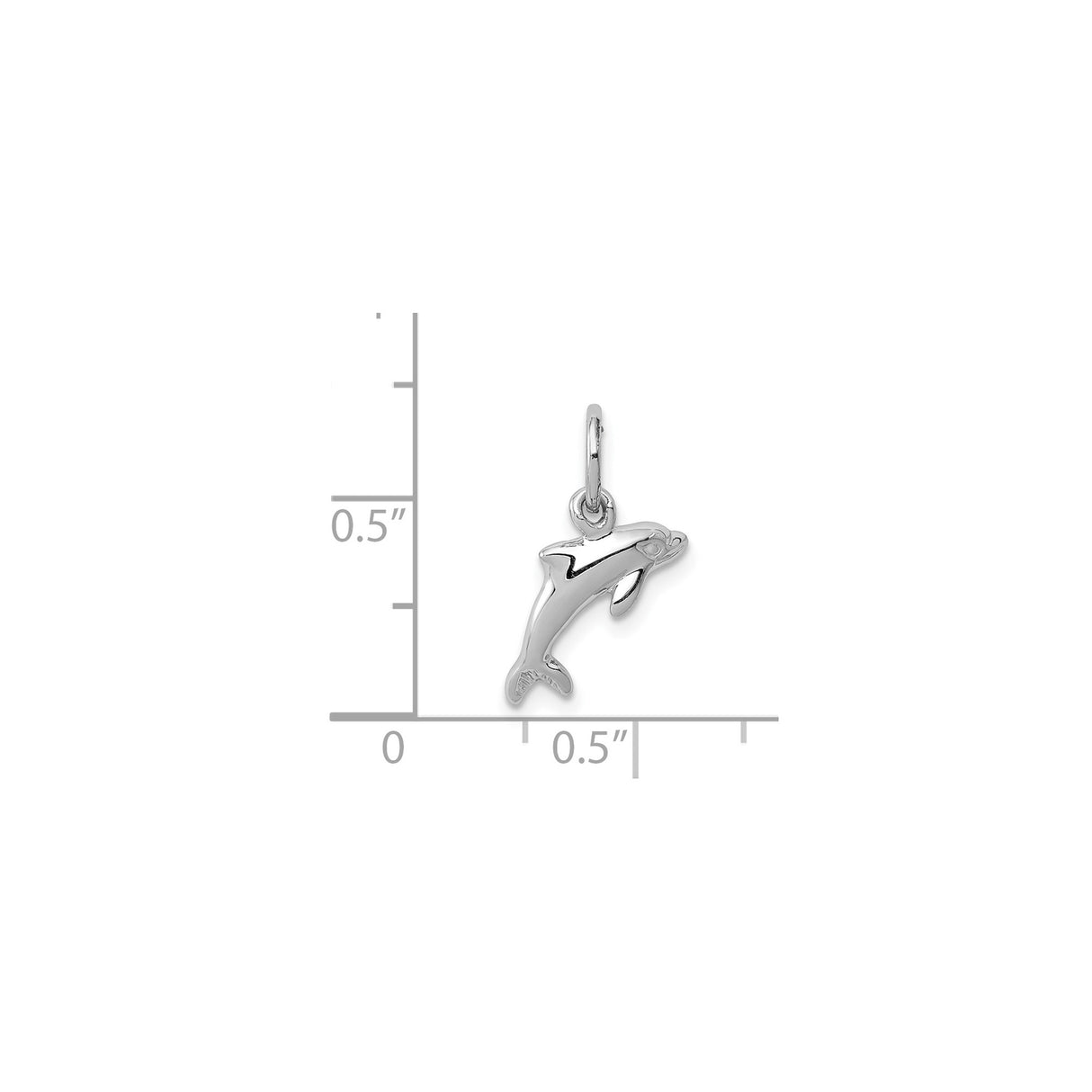 14k White Gold Dolphin Pendant Charm, Polished Nautical Animal Design for Women or Teens