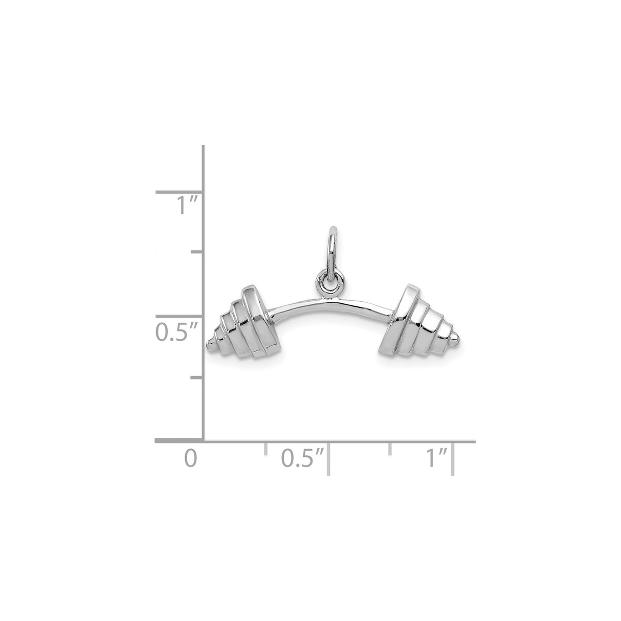 14k White Gold Barbell Weight Pendant, Fitness Jewelry with Strength Symbol for Men or Women