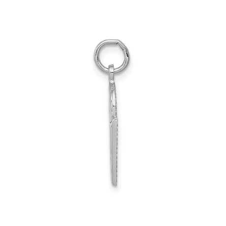 14k White Gold Basketball Hoop Pendant with Ball Net Design, Unisex Sports Charm