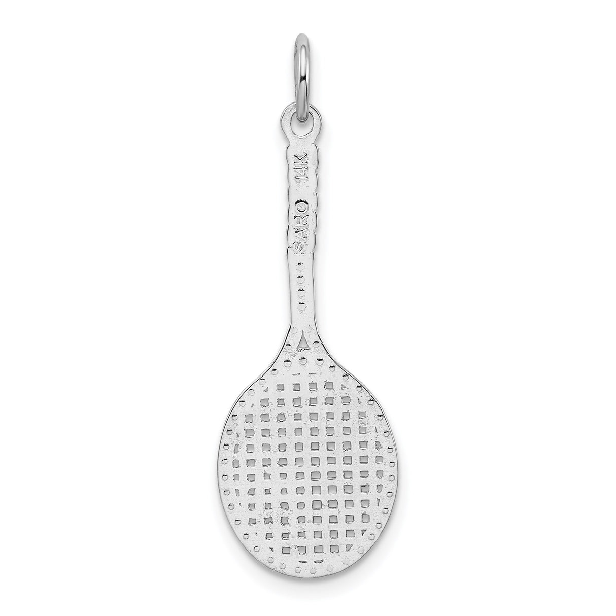 14k White Gold Tennis Racket Charm Pendant, Sports Jewelry for Women or Unisex