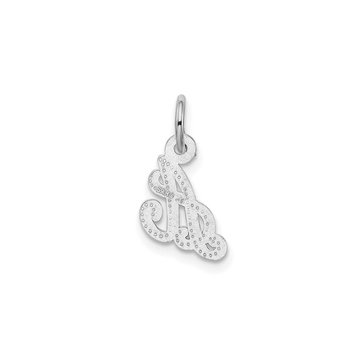 14k White Gold Letter A Pendant Charm, Textured Script Initial Design for Women