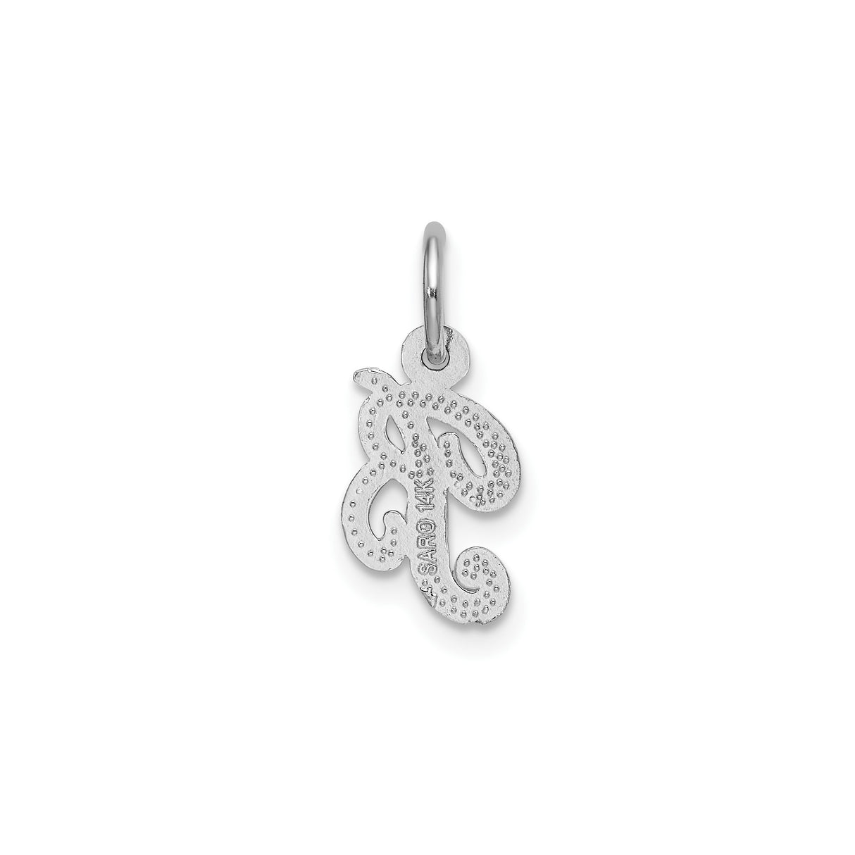 14k White Gold Script Initial B Pendant Charm, Textured Cursive Letter Jewelry for Women