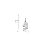 14k White Gold Script Initial B Pendant Charm, Textured Cursive Letter Jewelry for Women