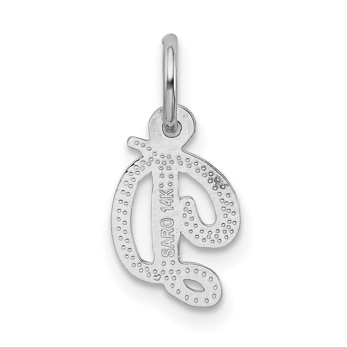 14k White Gold Script Initial D Pendant, Cursive Letter Charm for Women