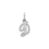 14k White Gold Script Initial D Pendant, Cursive Letter Charm for Women