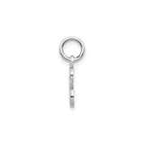 14k White Gold Script Initial E Pendant with Textured Finish and Scroll Design