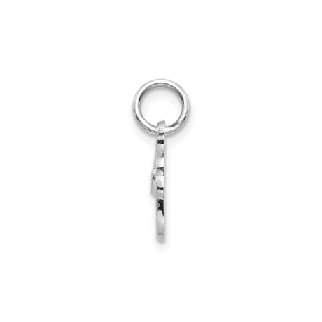 14k White Gold Script Initial F Pendant, Textured Letter Charm for Women