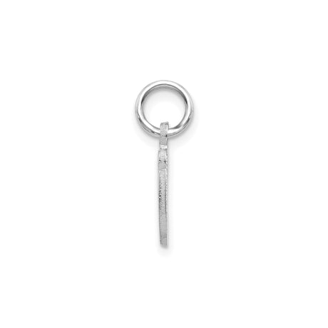 14k White Gold Initial Pendant, Script Letter G Monogram Charm, Textured Cursive Design